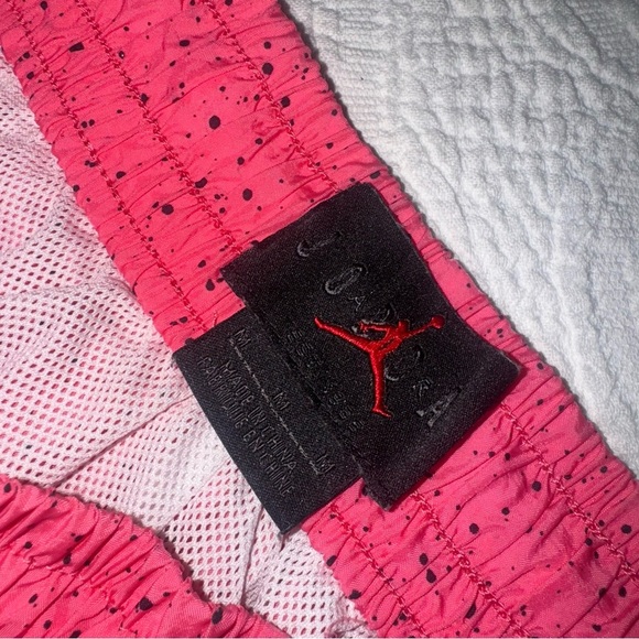 Nike Air Jordan Cement Poolside Swim Trunks M Pink Black Speckled Jumpman Shorts - Picture 9 of 10